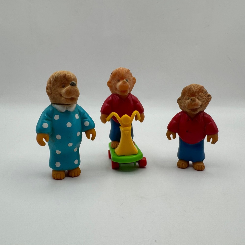 Berenstain Bears PVC Figures Kids 3pc Multicolor 1986 Mama Brother Bear Scooter